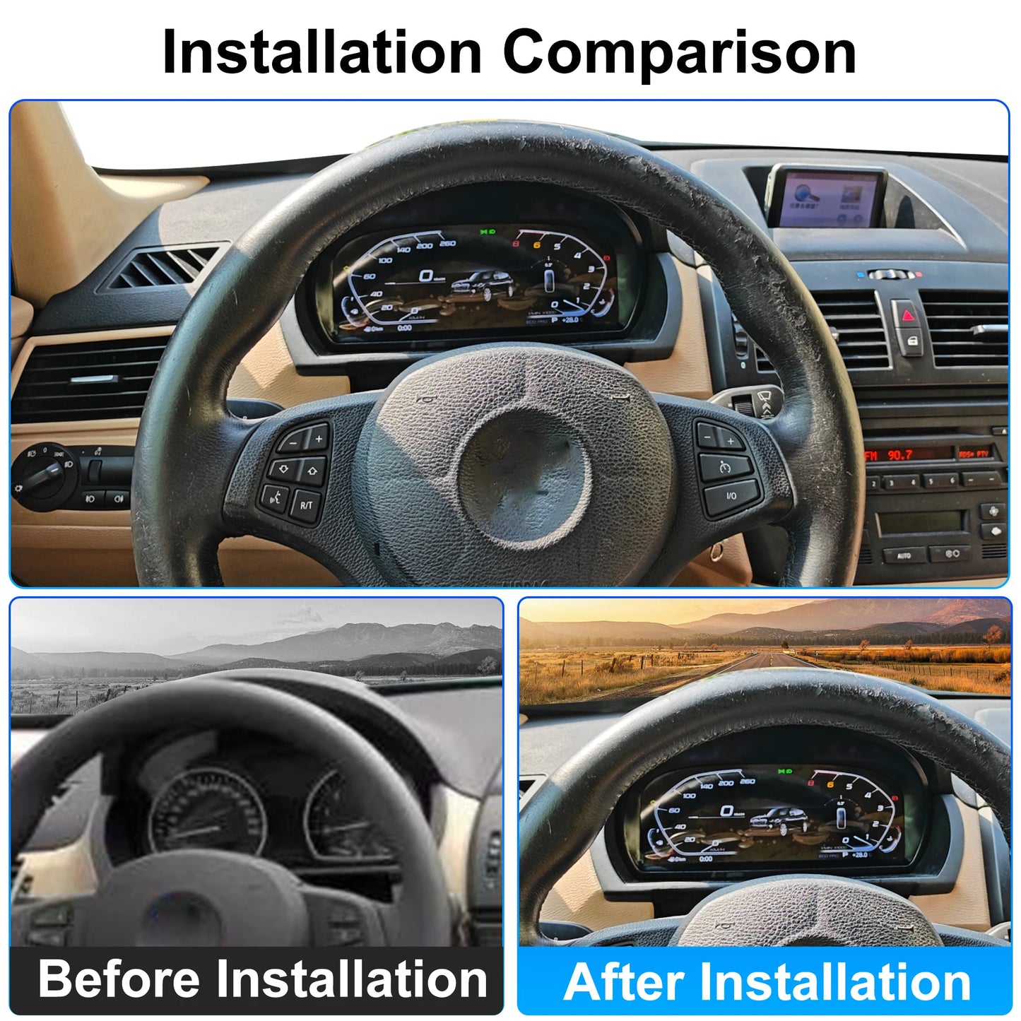 Digital cluster instrument for BMW X3 E83 2006-2010 Virtual cockpit instrument panel Speedometer Supports CarPlay Plug and Play