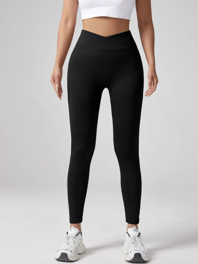 Gym Fitness Workout Nude Soft V Shape Waist Yoga Pants Spandex Push up Booty Scrunch Butt Lift Leggings for Women
