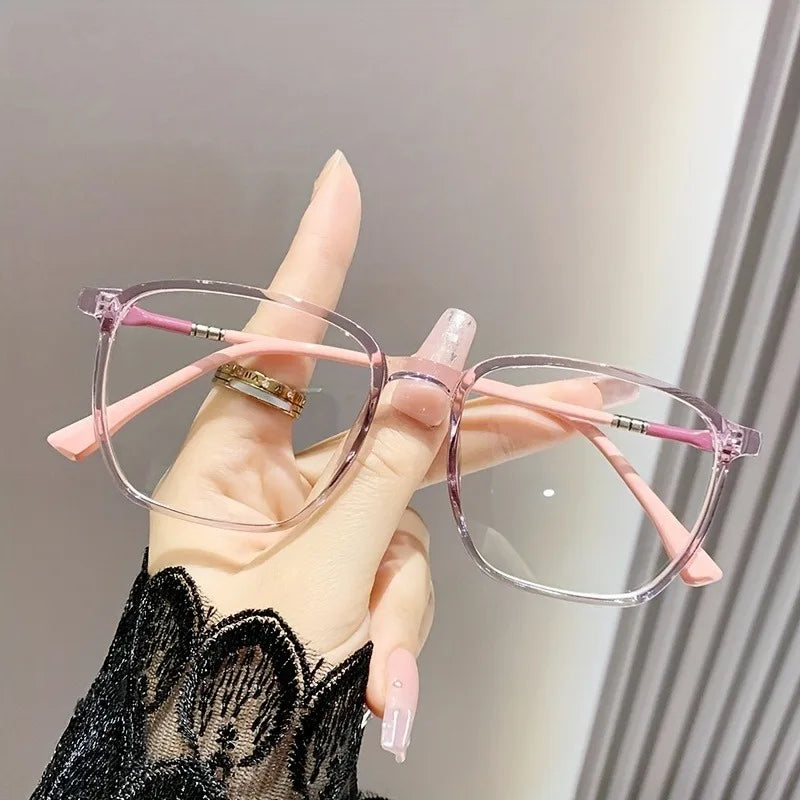 2 Pairs of Square Frame Non-Prescription Glasses Ultra-Light Full Frame PC Frames PC Non-Diopter Lenses Ideal Gift for Friend