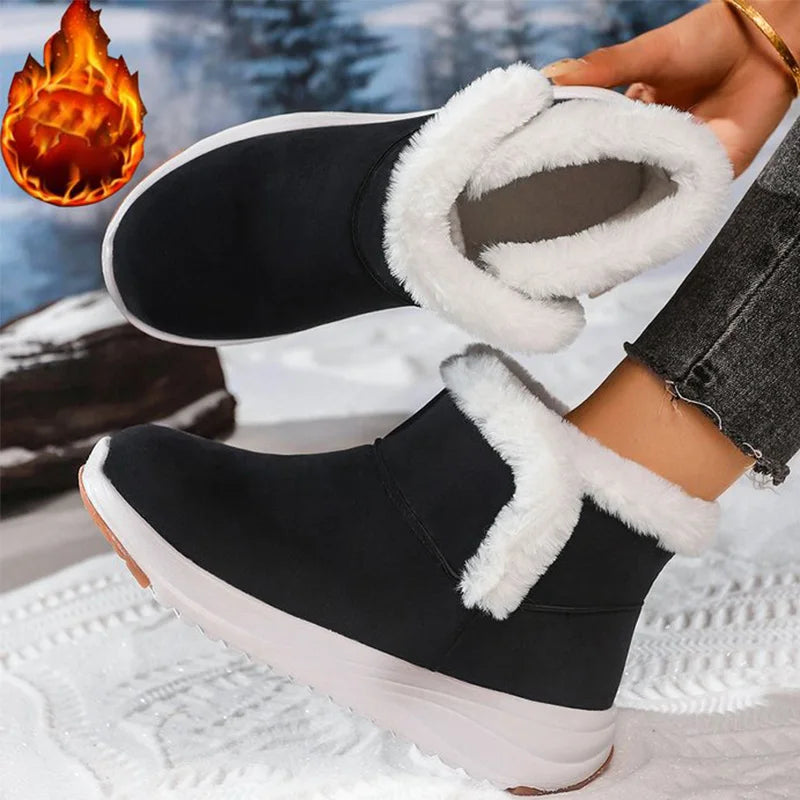 Winter Short Plush Warm Snow Boots Women Plus Size Platform Snow Boots Woman Fashion Faux Suede Non Slip Cotton Shoes Mujer