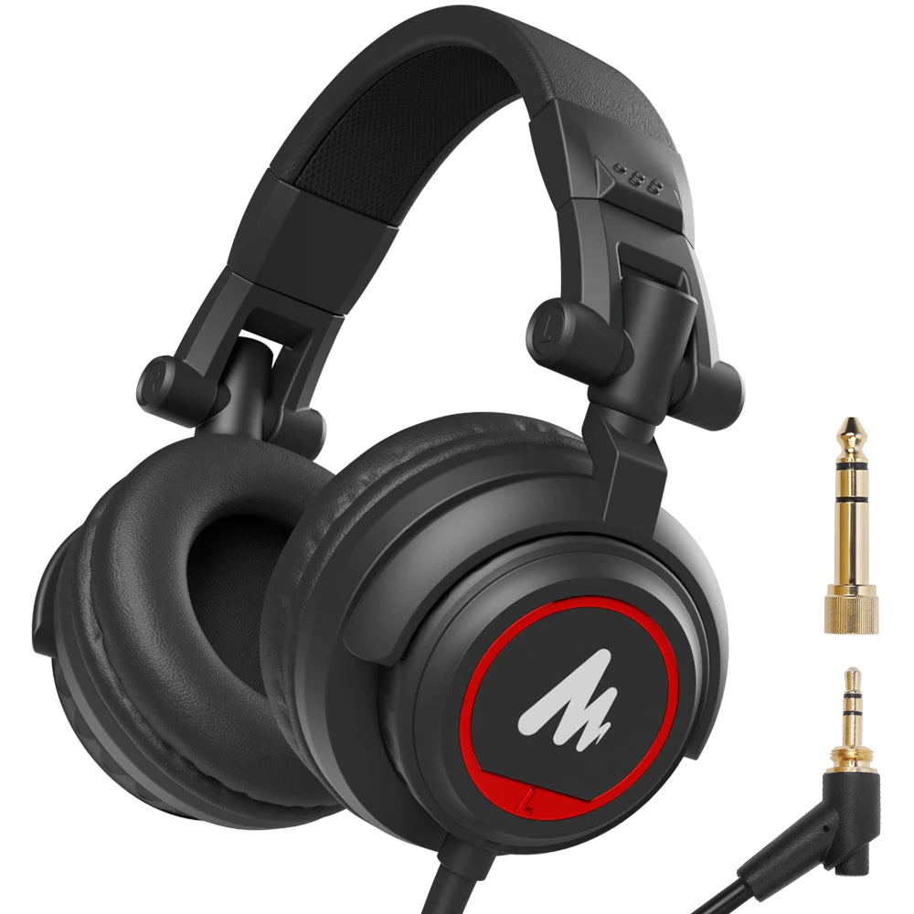 Maono MH601 Wired Headphones Professional Studio Monitor Headphones with Detachable Plug & Cable 50mm Driver for DJ Gaming