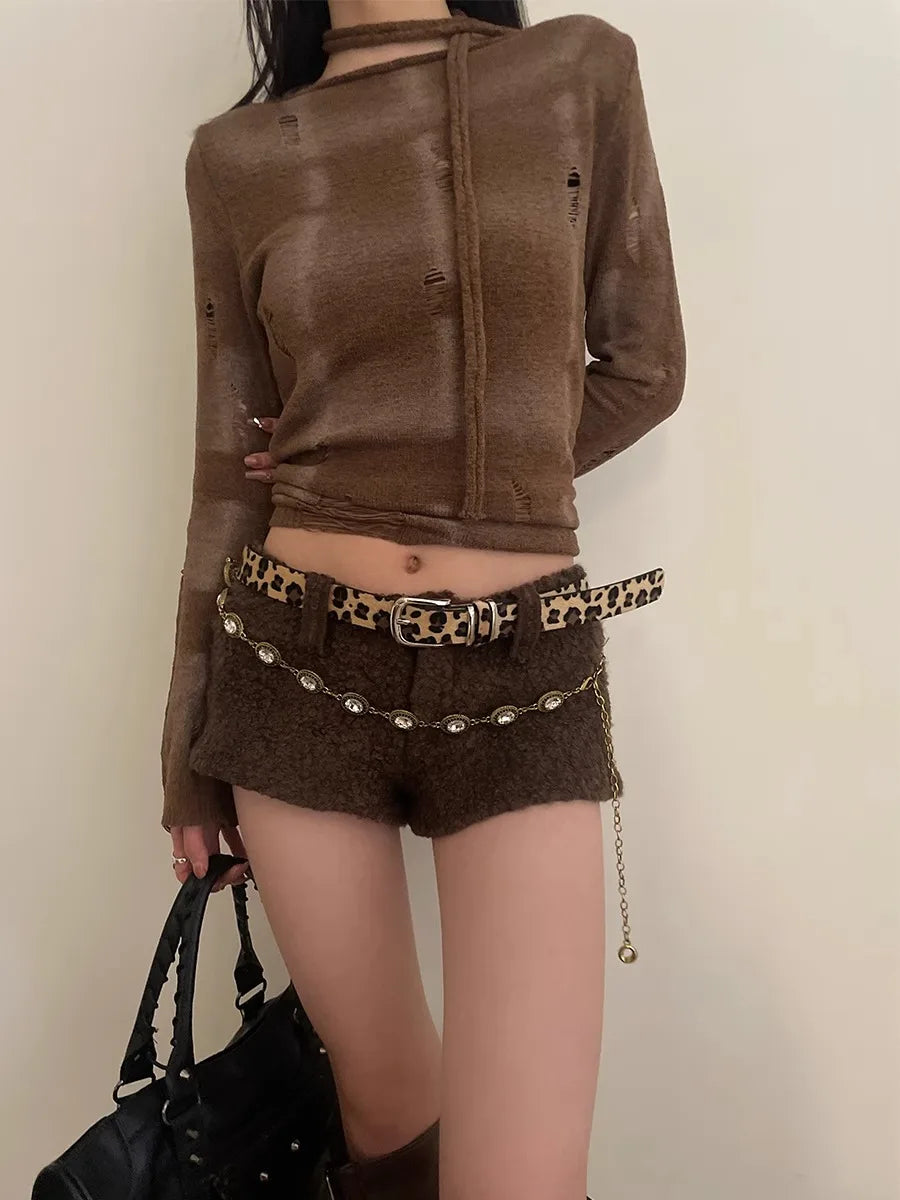 Fashion And Personality Belt Female Design Feeling Small Leopard Print Snake Skin Cool Cool N Spice Girl Style All-In-One Belt