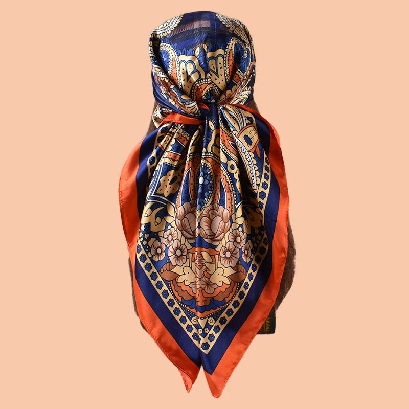 1PC Ladies Multicolored Peacock Feather Pattern Large Scarf Fashionable Wrap Headscarf for Travel Party Ladies Silk Scarf