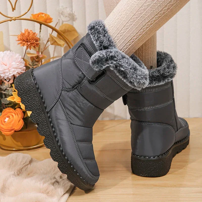 Faux Fur Thick Plush Ankle Boots Women 2025 Waterproof Non-Slip Snow Boots Woman Hook Loop Keep Warm Cotton Padded Shoes Female