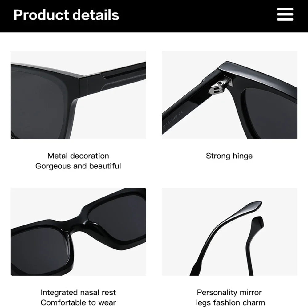 LNFCXI Fashion Rivet Square Sunglasses Women for Men Luxury Brand Designer Sun Glasses Punk Anti Blue Light Eyeglasses Frame