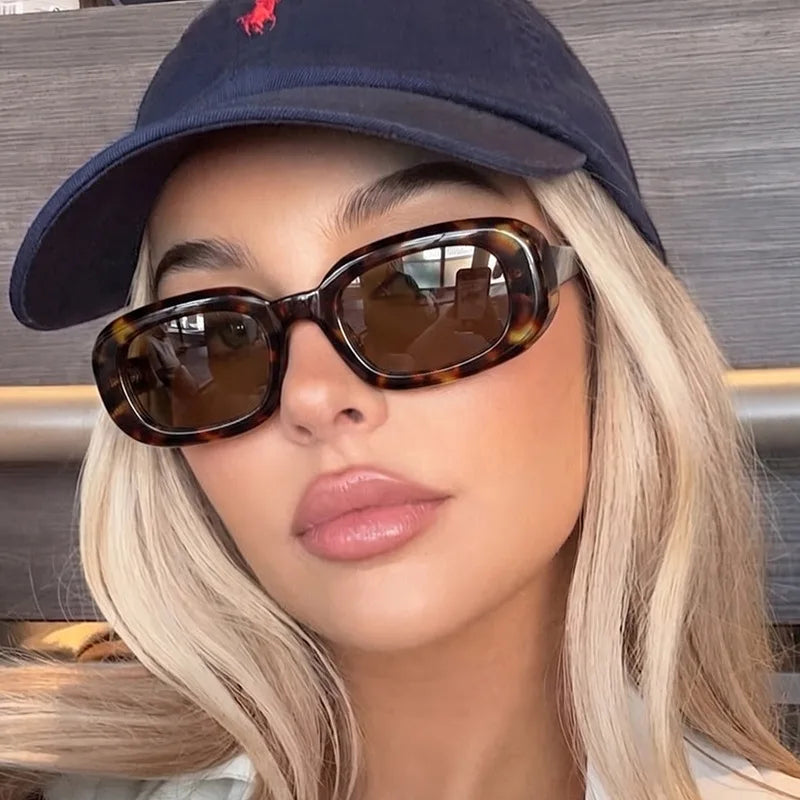 JNPCXI Fashion Square Sunglasses Women Shades UV400 Retro Leopard Tea Men Trending Sun Glasses