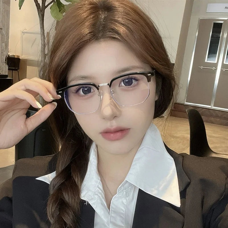 2PCS  Retro Anti-blue Light Glasses Classic Vintage Half Frames Anti Blue Light Blocking Computer Eyeglasses Men for Women