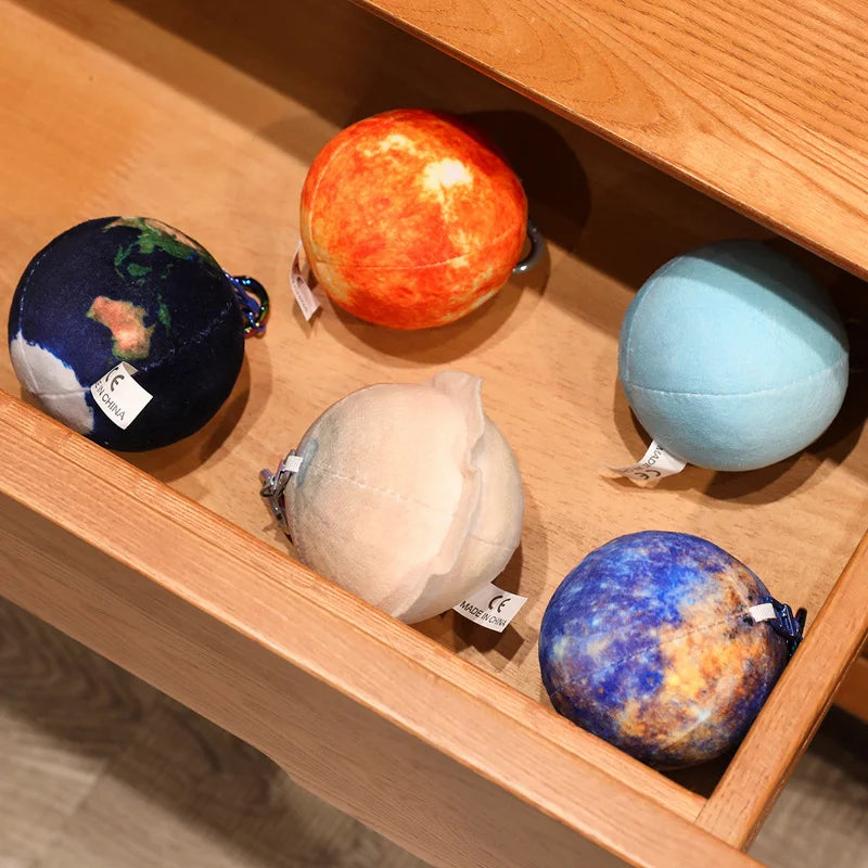 7.5cm Space Planet Plush Toy Simulation Earth Sun Moon Venus Mars Saturn Pendant Keychain Astronomy Enthusiasts' Collection