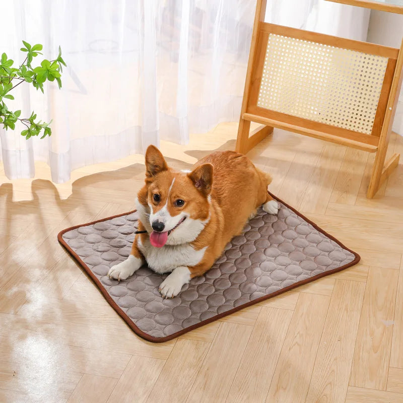 Blue Summer Cooling Pet Mat, Gel Ice Pad for Dogs Cats, Breathable Non-Slip Bed