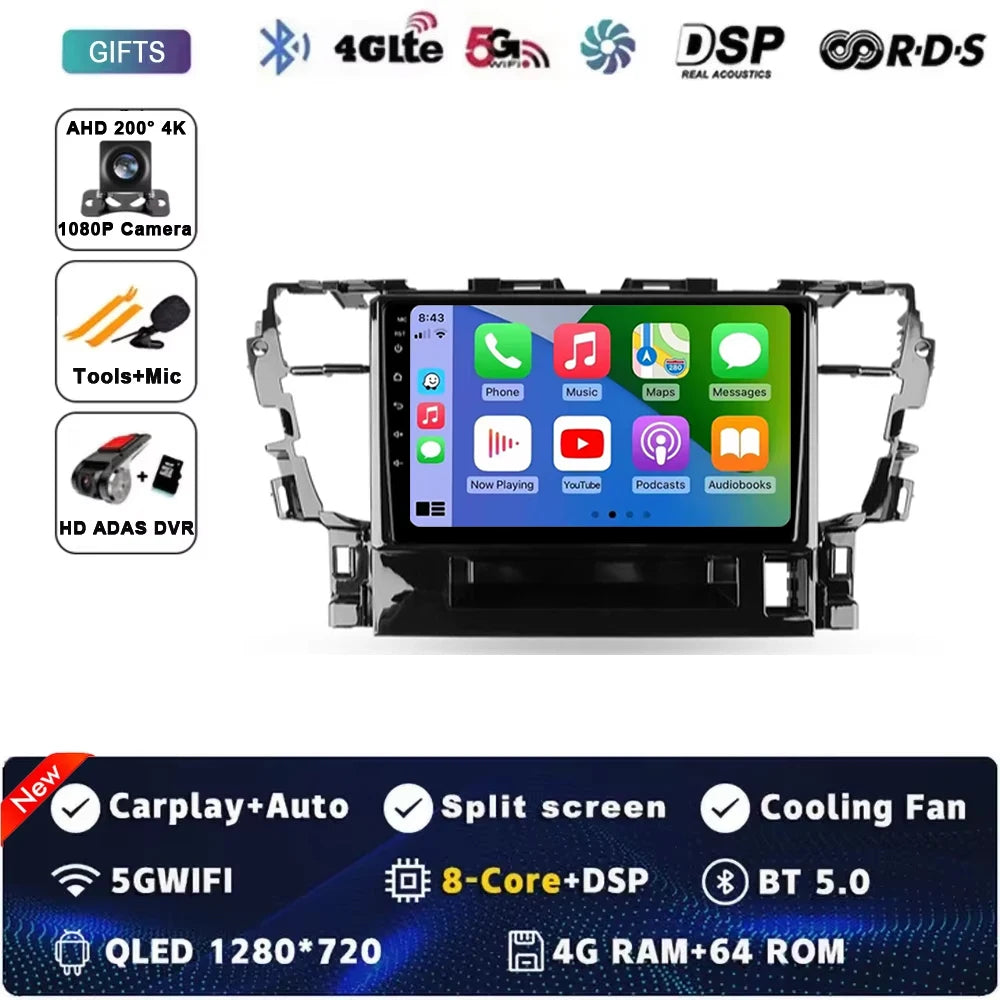 For Toyota Alphard H30 2015 - 2020 Android 15 Car Radio GPS Navigation QLED Carplay Auto Multimedia Stereo Player BT