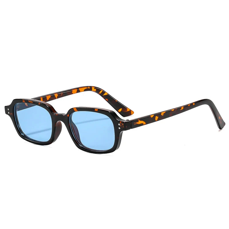JNPCXI New Vintage Square Rivets Men Sunglasses Fashion Leopard Blue UV400 Women Trending Gradient Sun Glasses