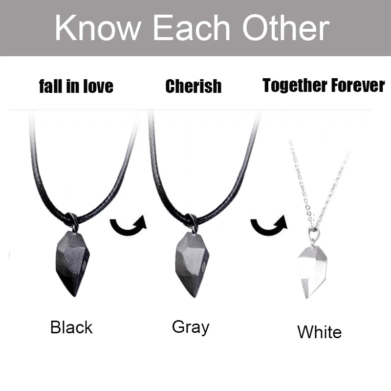 Minimalist Lovers Matching Friendship Love Heart Pendant Necklace Magnetic Distance Couple Necklace Jewelry Anniversary Gift