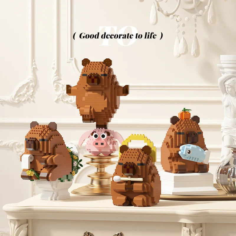 Happy Capybara Building Blocks Educational STEM Kid Toys Creative Assembly Model