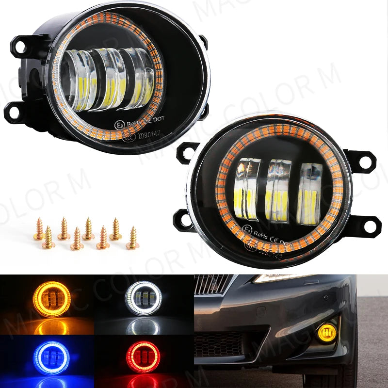 Angel Eye Fog Light For Toyota Highlander Kluger Avalon Prius C-HR CHR Estima 4Runner Car LED DRL Daytime Running Lamp 12V 2Pcs