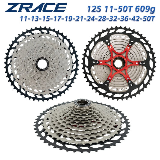 ZRACE Bicycle Cassette 12 Speed MTB / Gravel Bike Freewheel 11-50T / 11-52T Aluminum Alloy Bracket, 12s Cassette