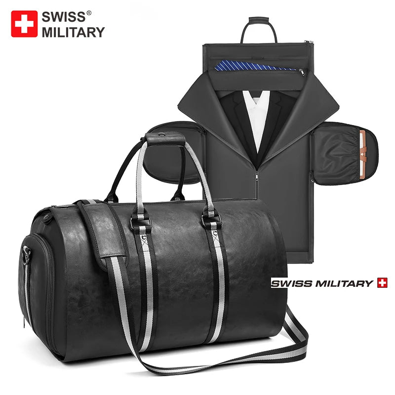 SWISS MILITARY XL Capacity Leather Bag Multifunction Lugage AntiWater Travel Bag