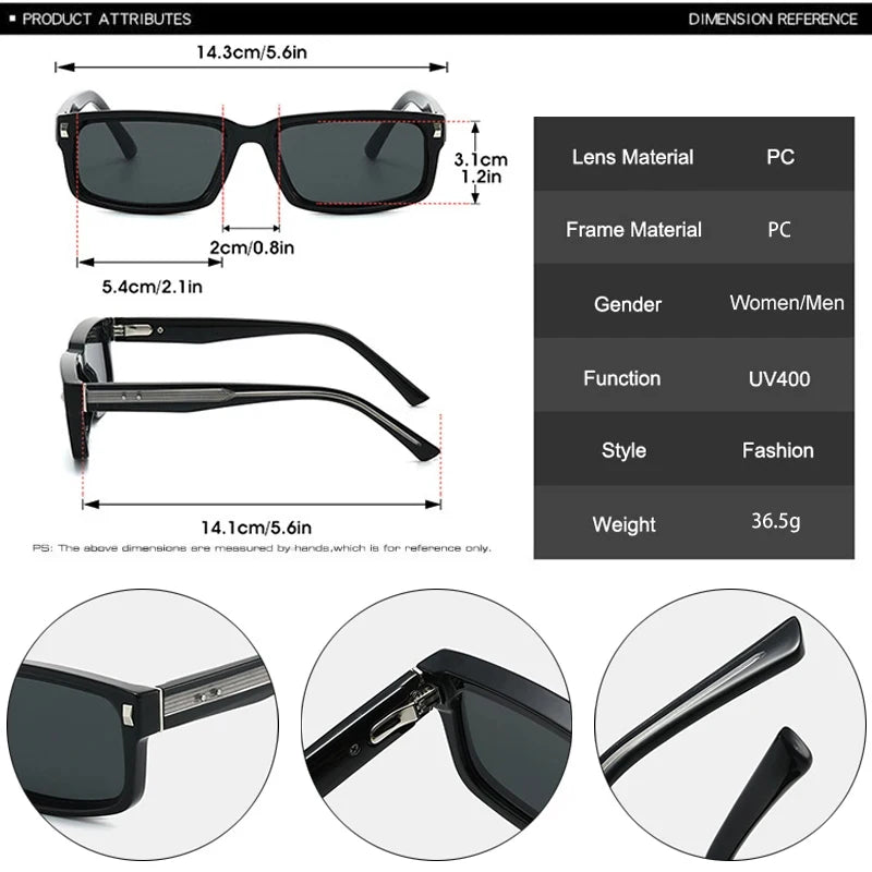 JNPCXI New Small Rectangle Women Luxury Sunglasses Fashion Orange Gradient Shades UV400 Retro Rivets Men Sun Glasses