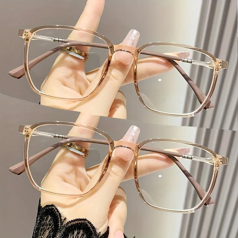 2 Pairs of Square Frame Non-Prescription Glasses Ultra-Light Full Frame PC Frames PC Non-Diopter Lenses Ideal Gift for Friend