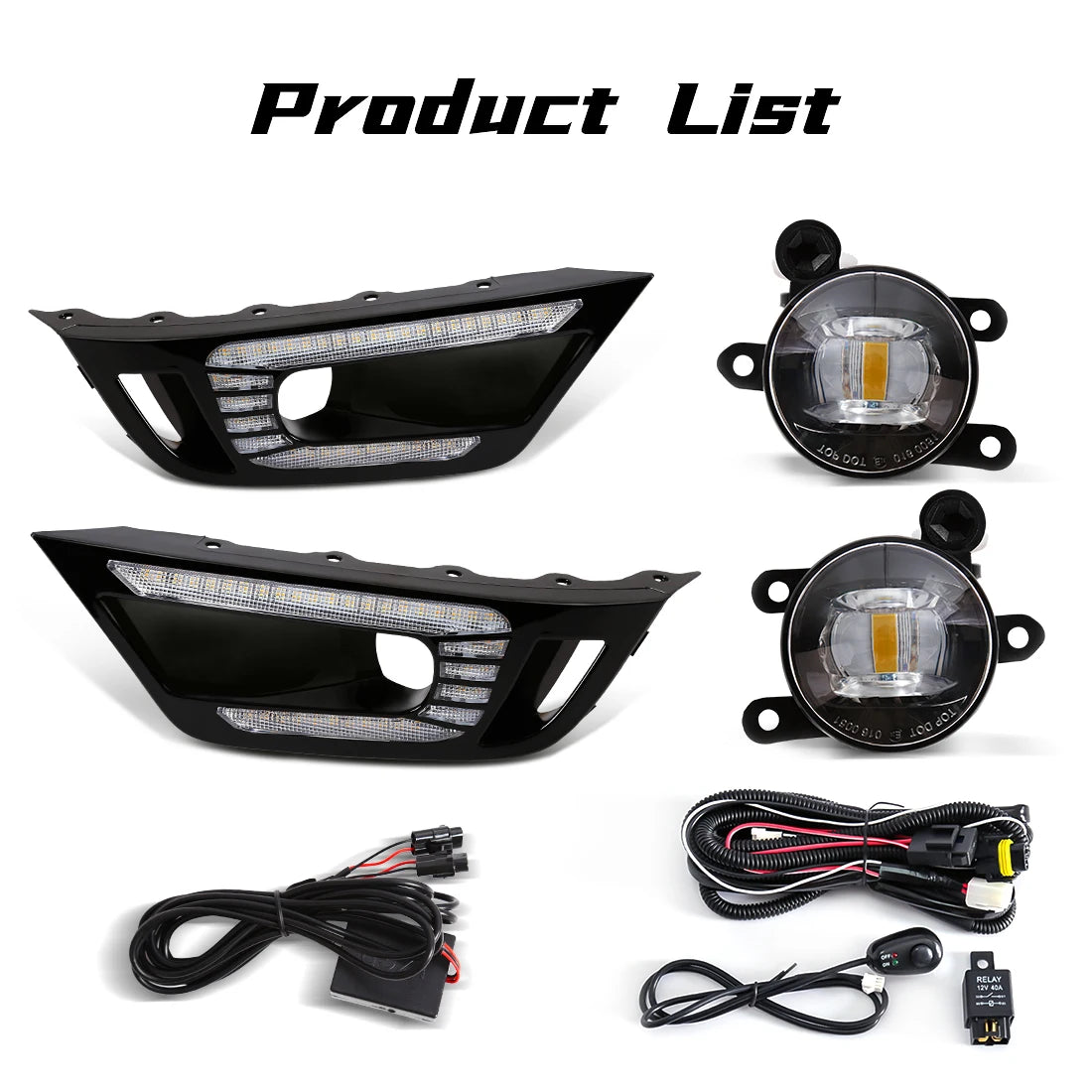 DRL For Ford Ranger Raptor 2022 2023 2024 LED Daytime Running Lights Car Front Bumper Driving Daylight LED Fog Lamp White Yellow