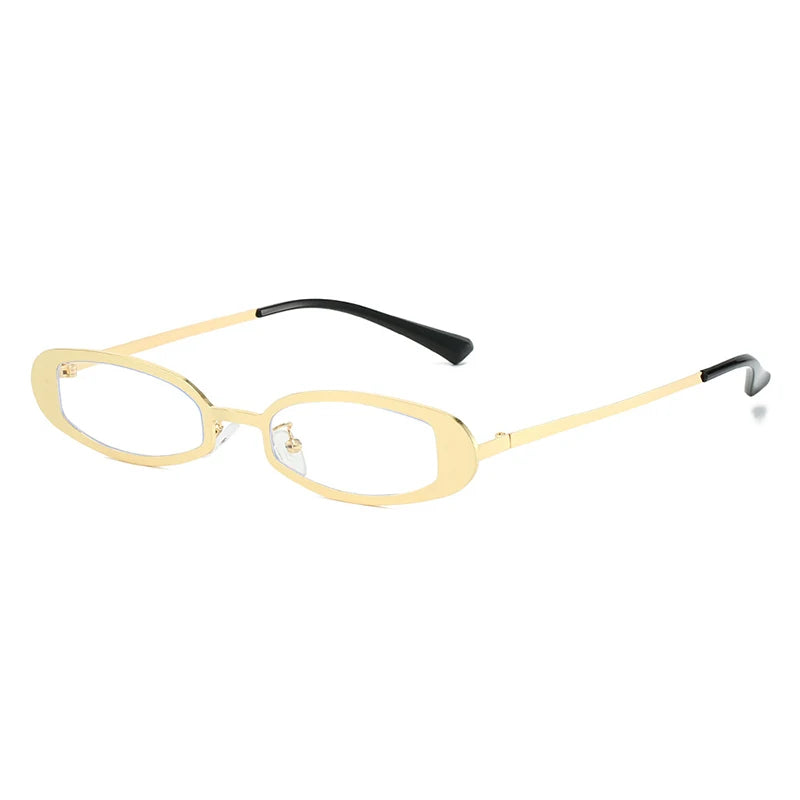 JNPCXI New Retro Small Oval Metal Women Sunglasses Shades UV400 Retro Punk Men Clear Lens Frame