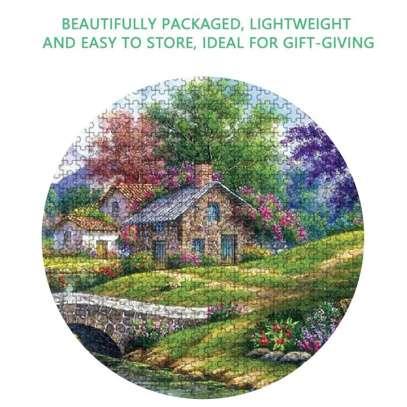 75*50cm Adult 1000PCS Paper Jigsaw Puzzle Stone Houses in The Woods Landscape Series Stress Relief Entertainment Children Toy