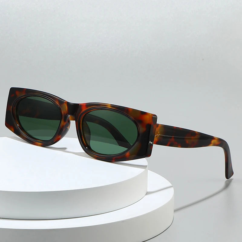JNPCXI New Ins Popular Fashion Square Sunglasses Women Shades UV400 Retro Leopard Men Trending Oval Lens Sun Glasses