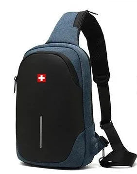 SWISS Men's Chest Bag Solid Color Outdoor Casual Fashion Shoulder Crossbody Bag
