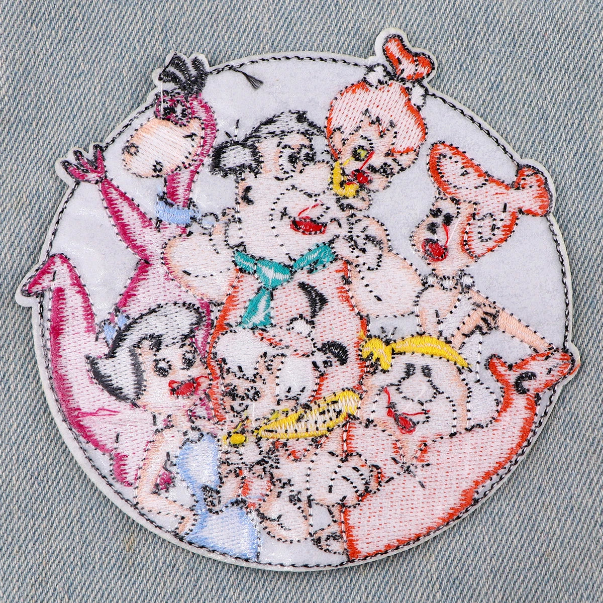 Cartoon Family Patches Embroidered Diy Iron on Patches for Clothing Jacket Badges Sewing Stickers Applique Patches