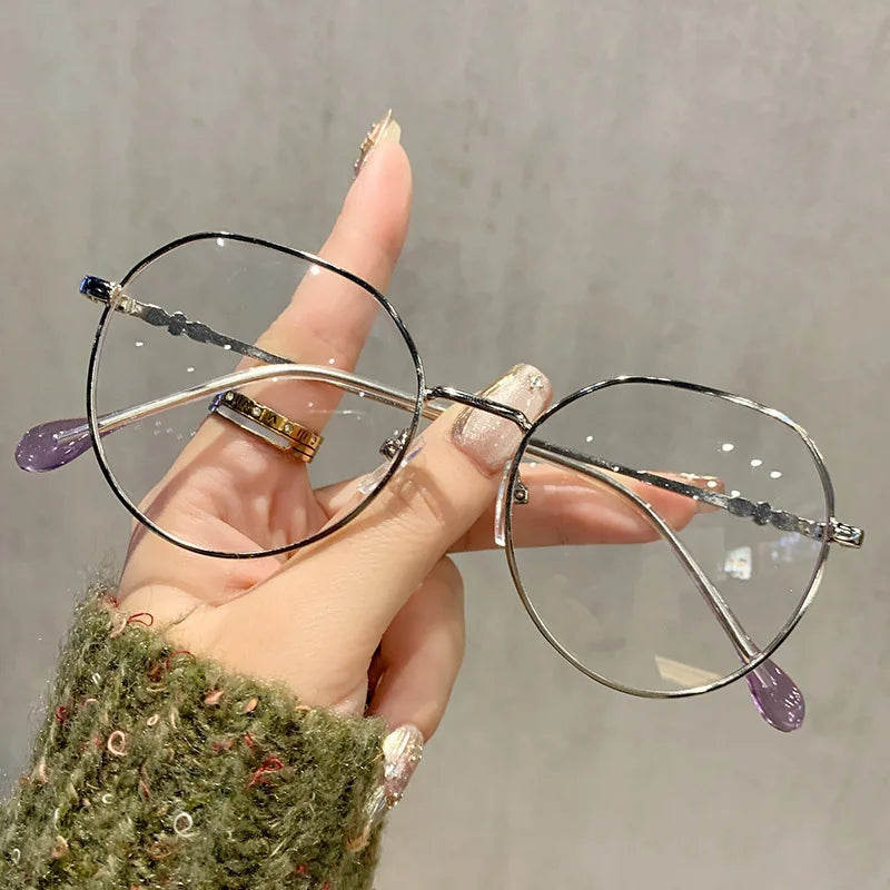 Classic Anti-Blue Light Glasses Frame Brand Designer Fashion Round Metal Optical Frames Computer Glasses