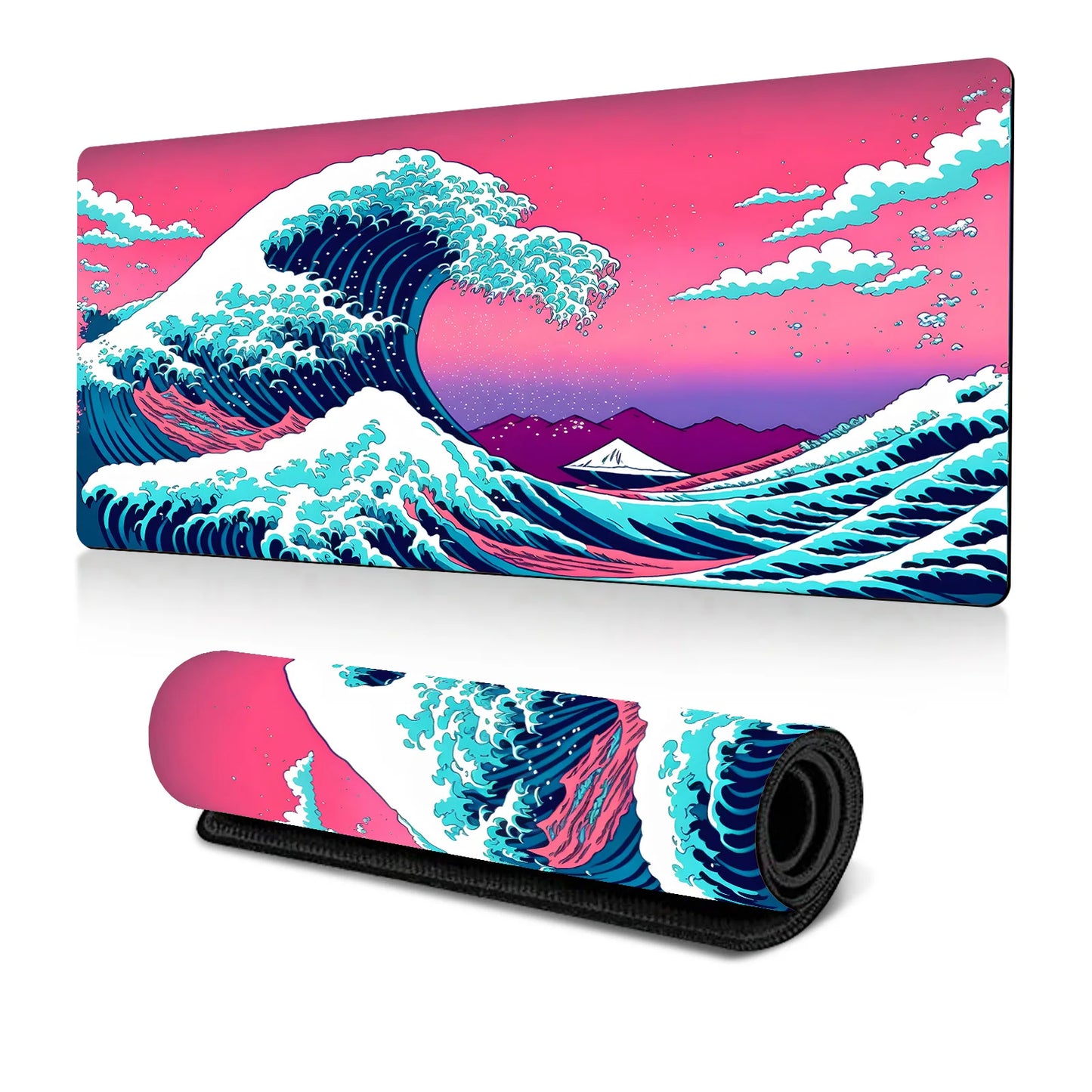Mouse Pad Gaming - Desk Mat for Keyboard - Kanagawa Large Mousepad for Desk, Japanese Sea Wave Desks Pad with Non-Slip Base