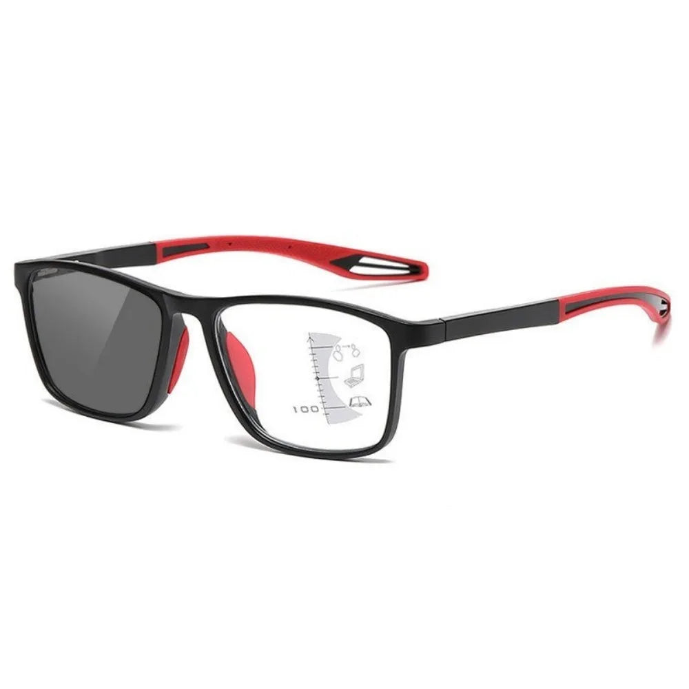 Photochromic Progressive Multifocal Reading Glasses Look Far and Near Eyeglasses Men Sport TR90 Frame Anti Blue Light Graded Eye