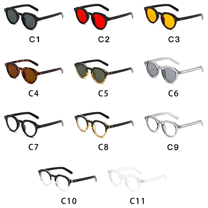 JNPCXI Oval Sunglasses Women Fashion Clear Black Orange Shades Retro Rivets Men Punk Trending Sun Glasses UV400