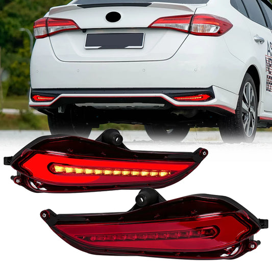 For Toyota Vios 2019 For Yaris 2017 2018 2019 LED Rear Bumper Reflector Lights Running Brake Warning Dynamic Turn Signal Lamps