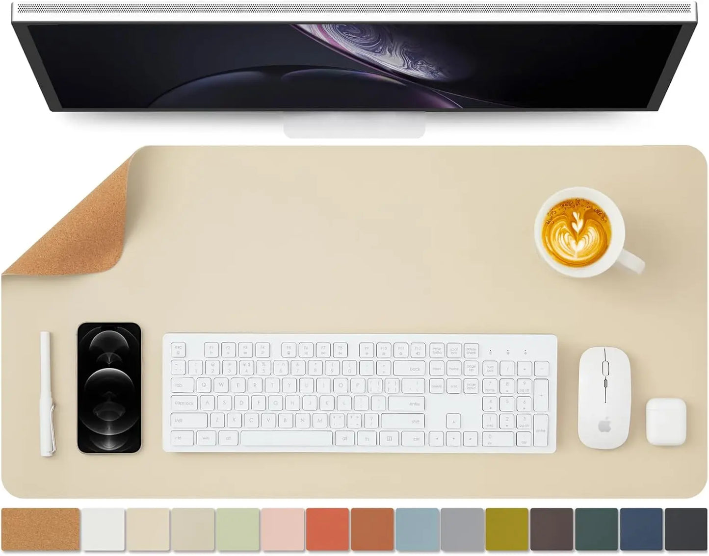 Cork Desk Mat - Dual-Sided Desk Pad for Office and Home - Desk Mouse Mat - Large Mouse Pad and Desk Mats on Top of Desks