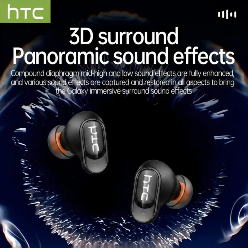 HTC NE79 Bluetooth Earphones Comfort Wireless Headphones Premium Sound Quality Sports Gaming Long Battery Soft In-ear Earbuds