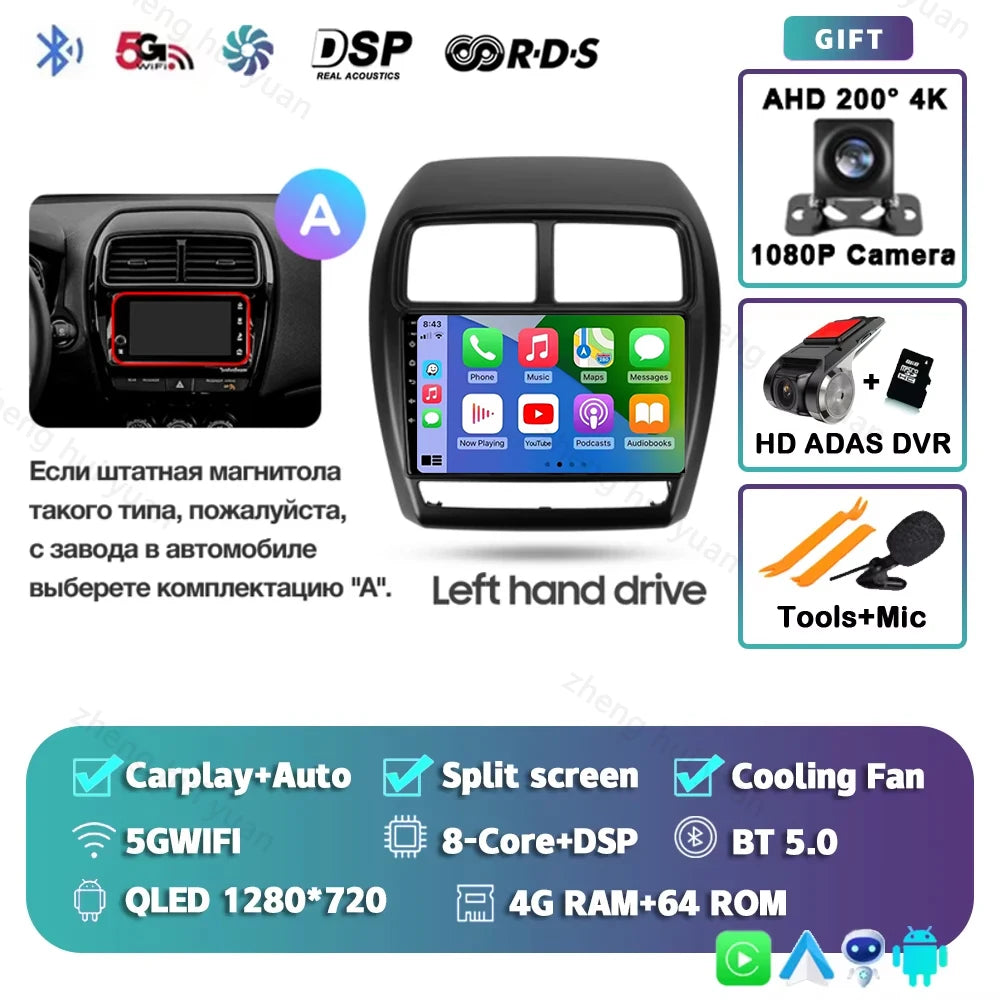 For Mitsubishi ASX 1 2016 - 2023 Android 15 CarPlay Auto Car Radio Multimedia Video Player Navigation stereo GPS carplay+auto