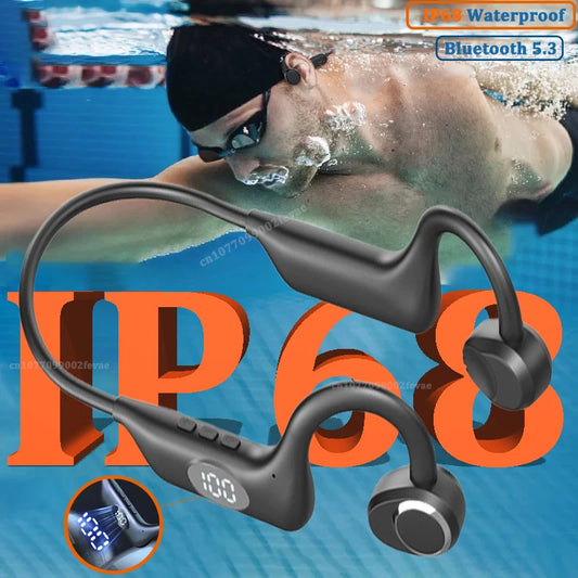 BMAD New Bone Conduction Headset Bluetooth 5.3 IP68 Waterproof HIFI Sound Quality For Swimming Noise-canceling Sports Headphones