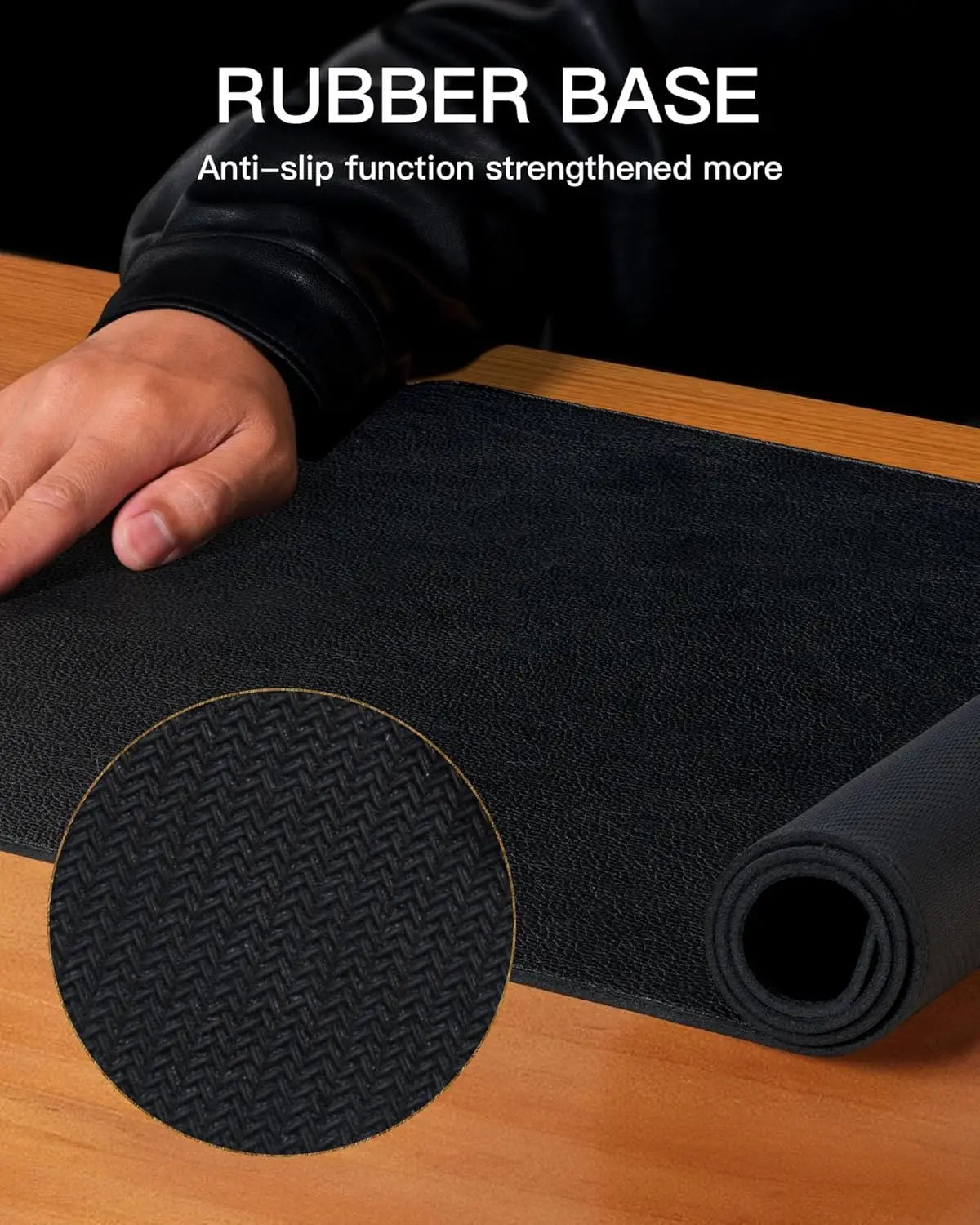 YSAGi Premium Real Leather Desk Mat, Stitched Edge Thick Office Table Pad, Anti-Slip Rubber Bottom Laptop Desk Cover