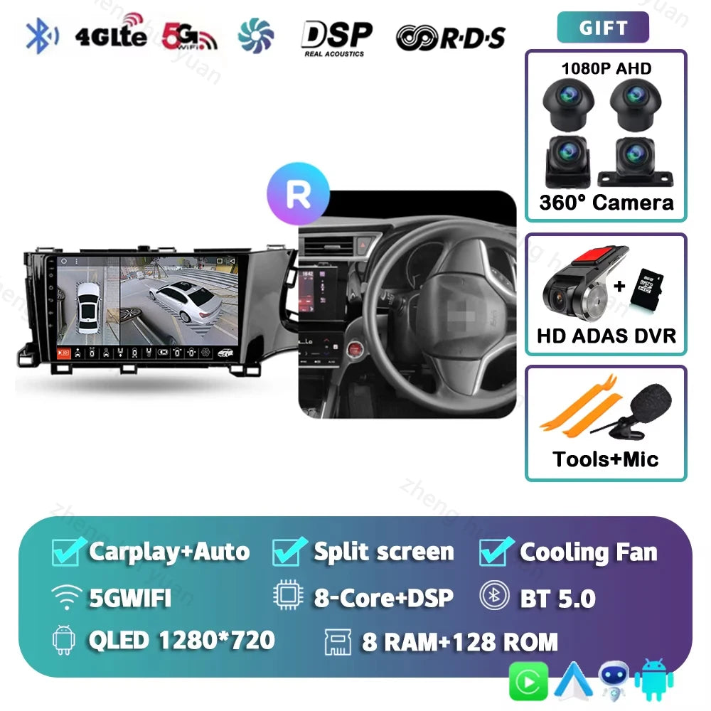 For Honda Shuttle 2 2015 - 2020 Android 15 12+256GB CarPlay Auto Car Radio Multimedia Video Player GPS stereo Head Unit 4G WIFI