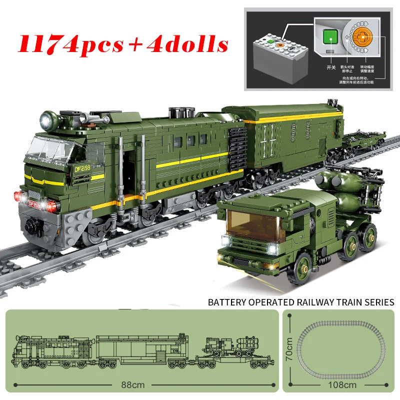 MOC City Series Train Metro Tracks Building Blocks Railroad Conveyance Toys