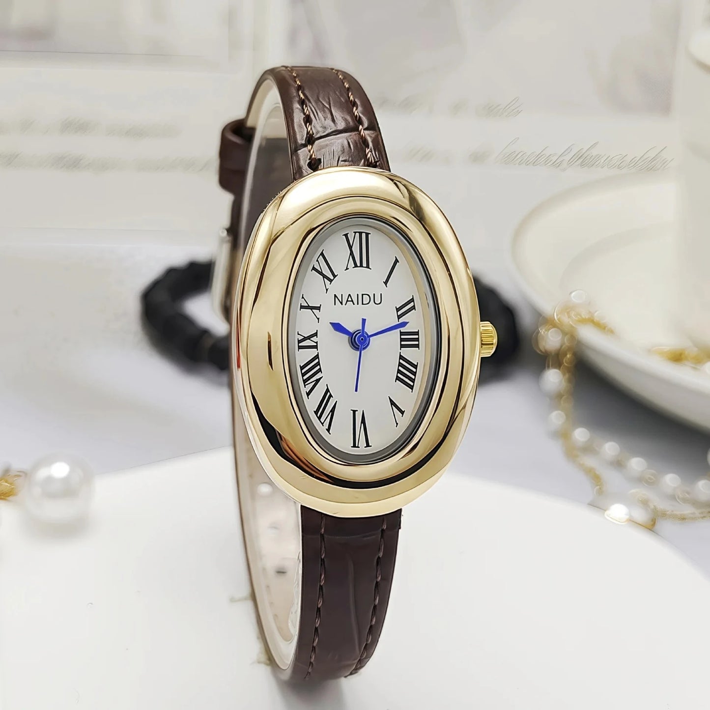 Fashion Women Mid Ancient Style Oval Dial Small Watch Adjustable Steel Strap Quartz Wristwatch Relogio Feminino Dropshipping
