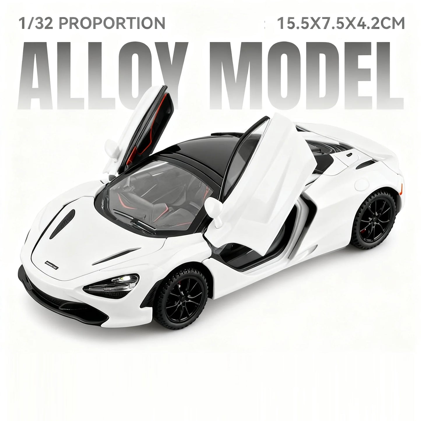 1:32 MC20 720S Miniature Sports Car Diecast Alloy Model Toys with Sound Light Pull Back Doors Opened Vehcies Kids Christmas Gift