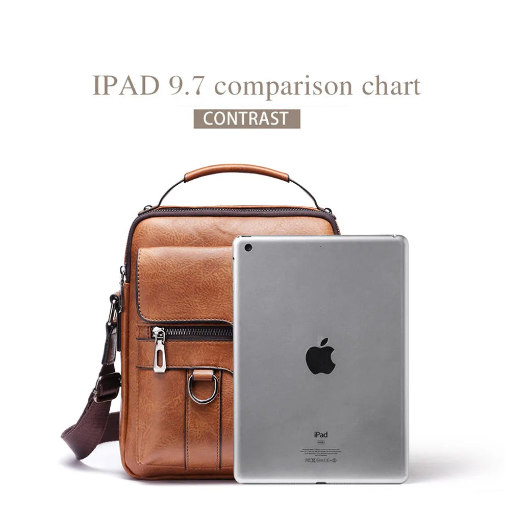 Weixer Men Crossbody Bag Shoulder Zippers Handbag Leather Messenger Tote Bag 01