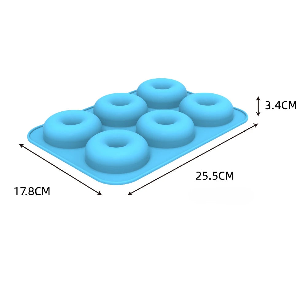 1pc 6-Cavity Silicone Donut Mold, Oven-Safe Silicone Round Donut Mold, Food-Grade Donut Baking Pans for Birthday Holiday Treats
