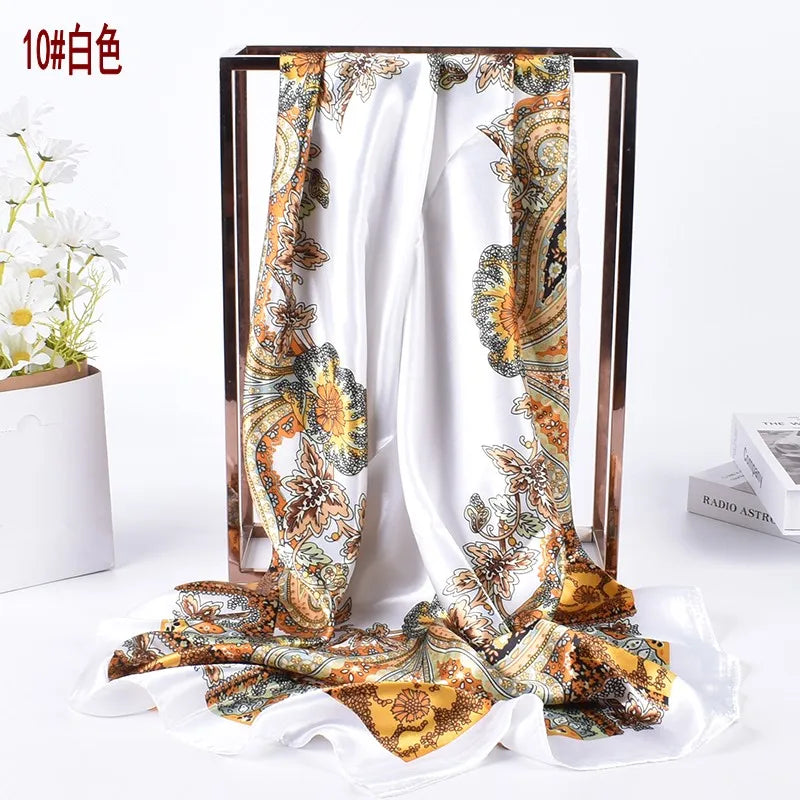 Spring New Versatile Cashew 90 Big Square Scarf Silk Scarf Wholesale Classic Vintage Print Scarf