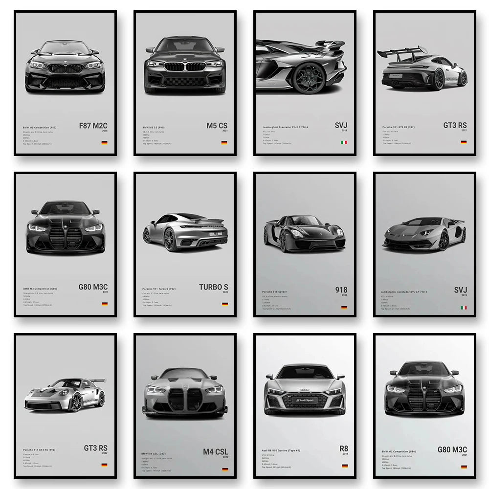 Porsche 918 Spyder Print Famous Brand Cars Canvas Wall Art Poster Room Decor