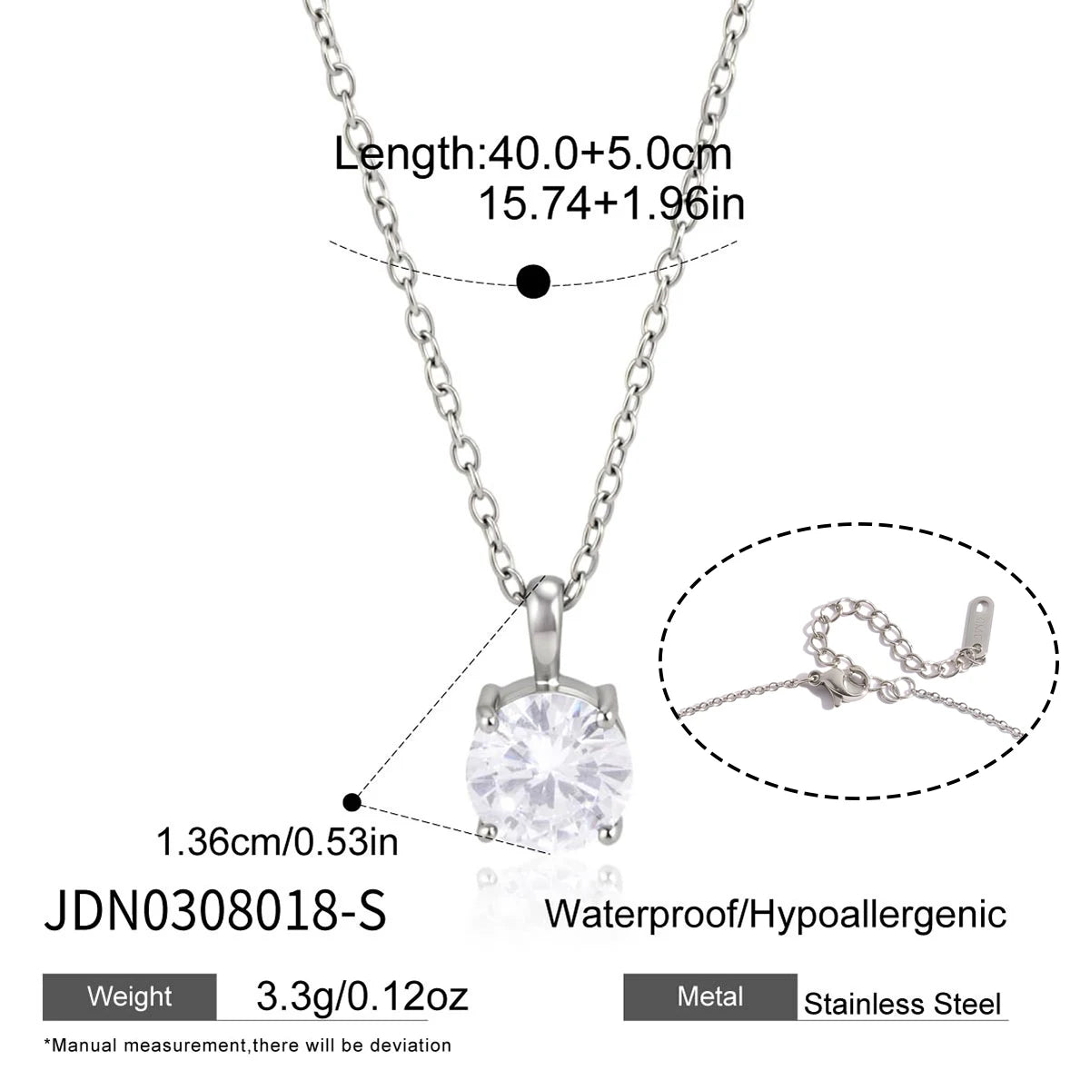 Uworld Delicate Geometric Round Heart Zircon Pendant Necklace For Women Minimalist Stainless Steel Necklace Fashion Jewelry Gift
