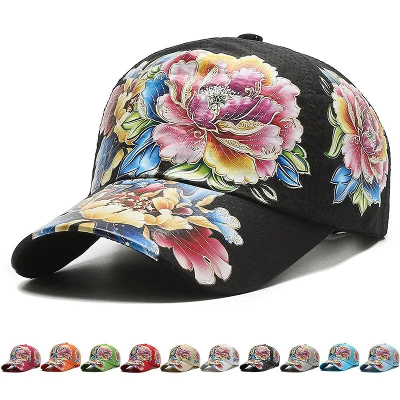 Summer Quick Dry Baseball Cap, Unisex Flower Sun Hats, Style Floral Sun Hats
