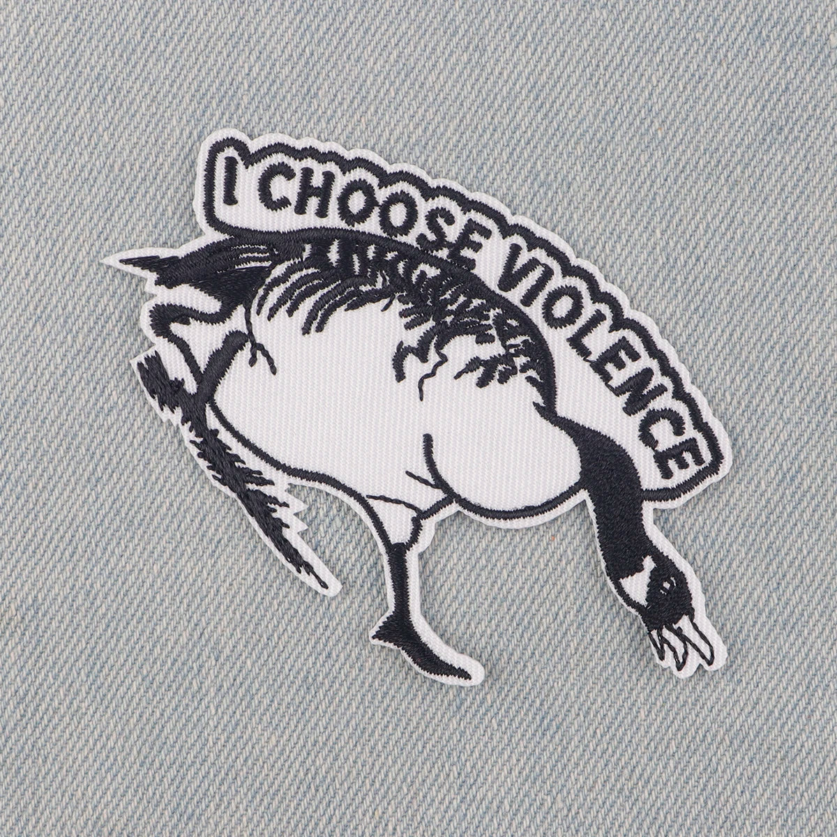 I Choose Violence Funny Goose Embroidery Patch Animal Iron On Patches For Clothing Thermoadhesive Patches On Clothes Stickers