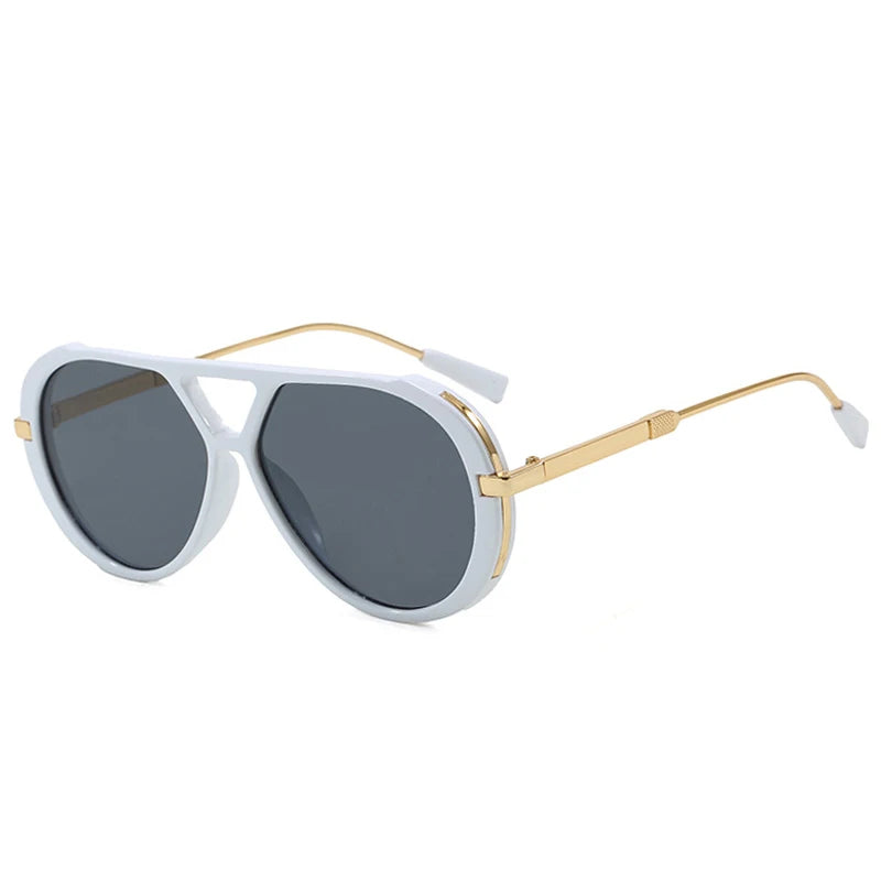 JNPCXI Ins Popular Fashion Double Bridges Women Luxury Sunglasses Brand Designer Oval Hollow Shades UV400 Men Sun Glasses